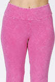 Chatoyant Plus Size Mineral Wash Asymmetrical Hem Ankle Bells Bubble Gum Pink