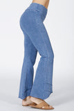 Chatoyant Mineral Wash Asymmetrical Hem Ankle Bells Lt. Denim