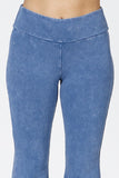 Chatoyant Mineral Wash Asymmetrical Hem Ankle Bells Lt. Denim