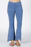 Chatoyant Mineral Wash Asymmetrical Hem Ankle Bells Lt. Denim