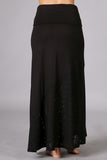 Chatoyant Fold Over Waist Eyelet Skirt Black