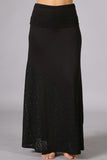 Chatoyant Fold Over Waist Eyelet Skirt Black