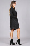Chatoyant Long Sleeve Casual Dress Black