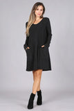 Chatoyant Long Sleeve Casual Dress Black