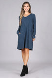 Chatoyant Long Sleeve Casual Dress Charcoal Navy