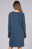 Chatoyant Long Sleeve Casual Dress Charcoal Navy