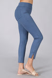Chatoyant Crop Capris with Side Split Lt Denim Blue