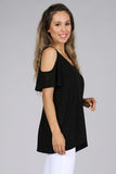 Chatoyant Casual Open Shoulder Top Black