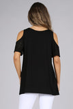 Chatoyant Casual Open Shoulder Top Black