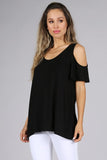 Chatoyant Casual Open Shoulder Top Black