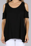 Chatoyant Casual Open Shoulder Top Black