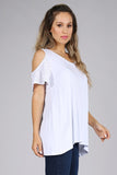 Chatoyant Casual Open Shoulder Top White