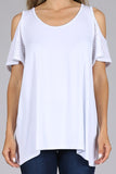 Chatoyant Casual Open Shoulder Top White