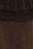 Chatoyant Mineral Washed Bell Bottoms with Fringed Crochet Lace Brown