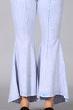 Chatoyant Mineral Wash Cropped Flare Powder Blue