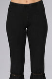 Chatoyant Mineral Wash Crochet Lace Bell Bottoms Black