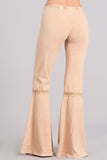 Chatoyant Mineral Wash Crochet Lace Bell Bottoms Beige
