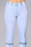 Chatoyant Mineral Wash Crochet Lace Bell Bottoms Powder Blue