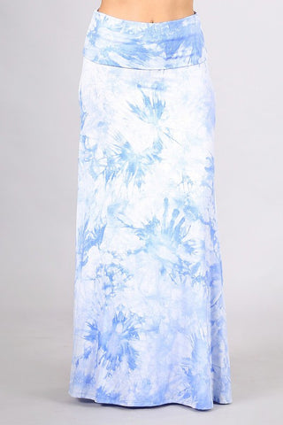 Chatoyant Blue and White Tie Dye Skirt