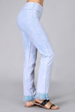Chatoyant Plus Size Mineral Wash Ankle Length Crochet Fringe Powder Blue