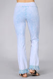 Chatoyant Plus Size Mineral Wash Ankle Length Crochet Fringe Powder Blue