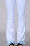Chatoyant Plus Size Mineral Wash Ankle Length Crochet Fringe Powder Blue