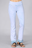 Chatoyant Plus Size Mineral Wash Ankle Length Crochet Fringe Powder Blue