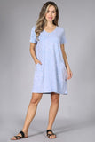 Chatoyant Mineral Wash Pocket Dress Powder Blue