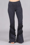 Chatoyant Double Fringe Bell Bottoms Dark Ash Grey