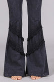 Chatoyant Double Fringe Bell Bottoms Dark Ash Grey