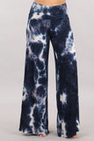 Chatoyant Plus Size Navy Tie Dye Palazzo Pants