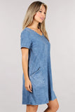 Chatoyant Mineral Wash Pocket Dress Lt Denim