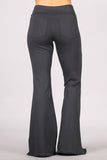 Chatoyant Flared Bell Pants With Frayed Fringe Charcoal