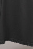 Chatoyant Flared Bell Pants With Frayed Fringe Charcoal