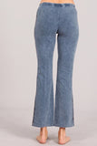 Chatoyant Crop Bell Bottoms With Side Snake Print Blue Gray