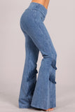 Chatoyant Double Fringe Bell Bottoms Light Denim