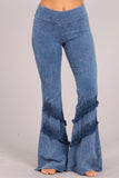 Chatoyant Double Fringe Bell Bottoms Light Denim