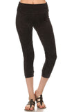 Chatoyant Mineral Wash Fold Over Waist Capris Black