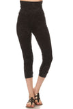 Chatoyant Mineral Wash Fold Over Waist Capris Black