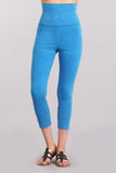Chatoyant Mineral Wash Fold Over Waist CaprisDeep Azure