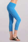 Chatoyant Mineral Wash Fold Over Waist CaprisDeep Azure