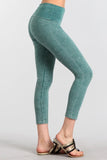 Chatoyant Mineral Wash Fold Over Waist CaprisEmerald