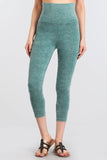 Chatoyant Mineral Wash Fold Over Waist CaprisEmerald
