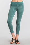 Chatoyant Mineral Wash Fold Over Waist CaprisEmerald