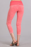 Chatoyant Mineral Wash Fold Over Waist Capris Peach