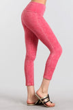 Chatoyant Plus Size Mineral Wash Capris Pink