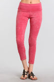 Chatoyant Plus Size Mineral Wash Capris Pink