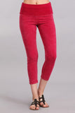 Chatoyant Mineral Wash Fold Over Waist CaprisRaspberry