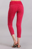 Chatoyant Mineral Wash Fold Over Waist CaprisRaspberry
