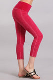 Chatoyant Mineral Wash Fold Over Waist CaprisRaspberry
